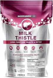 Milk Thistle 3000mg : 100% Pure Certified : Supports Liver Function, Health & Detox (60 Tablets / 1 Per Day)