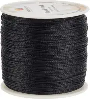 PH PandaHall 0.5mm Black Waxed Polyester Cord, 116 Yards Waxed String Wax Cord