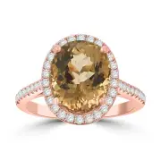 3.28 Ct Oval Shaped Morganite Diamond Anniversary Band
