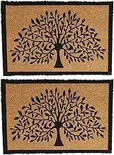 Nicola Spring Coir Door Mats - 60 x 40cm - Tree of Life - Pack of 2 - Decorative Indoor Front Door Floor Mat Entry Dirt Trapper Rug Outdoor Boot Scraper Non Slip Backing Doormat