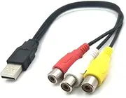 USB to 3RCA Cable, USB A 2.0 Male to 3 RCA Female Video Audio Capture Card AV Composite Adapter Cord Cable for PC,MAC,AV, HDD and DVR (1-Pack)