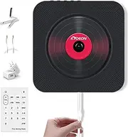 CD Dvdplayer Portable Bluetooth Wall Mountable Disc HiFi Speakers with Dust Cover Home Audio FM Radio USB Music Player AUX Jack & Remote Control,Black