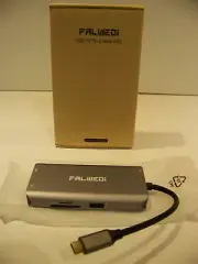 FALWEDI USB C HUB 10-IN-1 ETHERNET HDMI VGA 3 USB 3.0 SD/TF Card Reader +