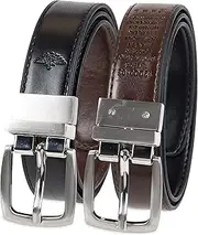 [Dockers] Big Boys' Reversible Black To Brown Belt With Brushed Nickel Finish