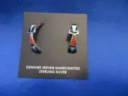 ZUNI American Indian Pueblo Sterling Silver Turquoise Earrings Tammie Qualo