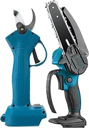 Tool 30mm Brushless Electric Pruners and Mini 6-Inch Brushless Chainsaw for 18V Battery Tree Trimming Branch Cutter