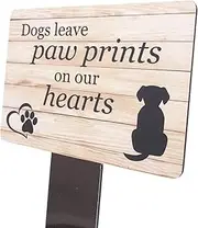Heartfelt Dog Memorial Plaque with Ground Stake – Dogs Leave Paw Prints on Our Hearts – 5.5" x 9" (140mm x 230mm) UV Printed for Outdoor Use