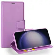 For Samsung Galaxy S24 Ultra Case, Hanman Wallet Leather Flip Magnetic Stand Case Cover (Purple)