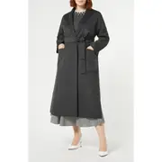 Marina Rinaldi Bondeno Tie Belt Double Face Virgin Wool Coat in Medium Grey at Nordstrom, Size 12