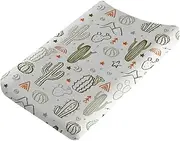 Boho Sunrise Cactus Baby Changing Pad Covers for Boy Girl 32''x16'' Western Cactus Desert Southwest Mountains Sun Rainbow Fitted Diaper Change Table Mats Soft Breathable Nursery Changing Table Sheets