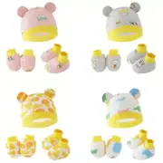 1 Set Newborn Mittens with Beanies Cap & Socks Set Baby Hat Anti Scratch Gloves