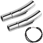 2 Pcs Stainless Steel Accessories Premium Parts Metal Clasps Cord Ends Bracelet