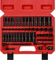 CASOMAN 55PCS 1/4-Inch Drive Impact Socket Set, Shallow & Deep, 5/32 Inch - 9/16