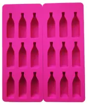 Pink 9 Cavity 2 3/8" x 3/4" Wine Bottle Ice Cube Tray Candy Mold-Set Of 2
