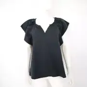 NEW Banana Republic Women's XS Black Flutter Sleeves Blouse Top Shirt V-Neck