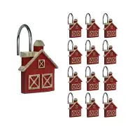 Farmhouse Barn Christmas Shower Curtain Hooks 12 Pack Rustic Red Rings