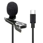 Clip-on Lapel Mini Lavalier Mic Microphone Type C USB C Mobile Phone PC Recording