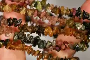 *TOURMALINE* Chip Bead Bracelet Elastic *GREEN PINK WATERMELON* Healing Crystal