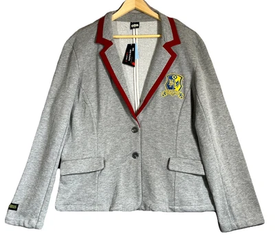 Beetlejuice Astrid Graphic Blazer Womens 2X Gray Pockets Jersey Knit Northanger
