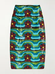 [La DoubleJ] La DoubleJ - Sequined Wool-blend Midi Skirt - Blue - x small x small Blue