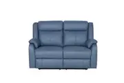 VI Pinnacle Leather Upholstered 2 Seater Electric Recliner Lounge - Marine Blue