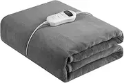 Royal Comfort Thermolux Heated Electric Fleece Throw, Plush, Soft Blanket Machine Washable, 10 Heat Settings, 160 x 120 cm Grey