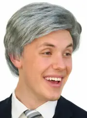 TV Show Host Costume Wig Adult Old Man Gray Hair Silver Grandpa Politician Comic