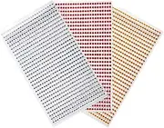 Tabanzhe 2250PCS Acrylic Rhinestone Stickers,Red Gold Clear Self Adhesive Gems Sticker Set,3mm Small Round Crystal Gems Stick On Beads Embellishments Sheet for DIY Craft Nail Makeup Decoration