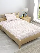 Enchant Home Satin Glory Pure Cotton Single Size Bedsheet for Single Bed | 1 Cotton Bed Sheet Single Bed (60x90 Inches) with 1 Pillow Cover | 200 TC Bed Sheet Single Bed (Orange Geometrical)
