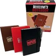 Unsolved Case Files Detective's Notebook | 3 Pack of Pocket-Sized Blank Notebooks for Crime Fans | 3 to Solve - Black, Brown, Red Mini-Notebook | Portable Field Journal for Diary, Notes, Planner