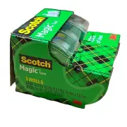 Scotch Magic Tape 3 Pk Gift Wrapping Office School 3105-ESF 3/4in x 300in 25 Yd