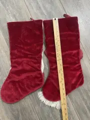 Holiday Christmas Stockings Plush Santa Snowman Pair (2) New Red White
