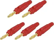 uxcell 5 Pcs 4mm Banana Plugs, 20A 9.5mm OD 53.8mm Length Speaker Wire Cable Plug Connectors, Banana Jack Connector for Speaker Wire Audio Cable, Red