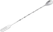 UTHCLO Stainless Steel Cocktail Spoon Mixing Fork Long Twisted Tool for Bartending Mixing Stick for Cocktails Glasses Pitchers Easy to Clean Dishwasher Safe