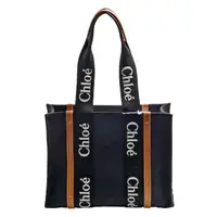 在飛比找momo購物網優惠-【Chloe’ 蔻依】經典WOODY TOTE BAG系列帆