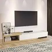 Luxsuite Extendable TV Cabinet Unit Entertainment TV Stand with 3 Drawers Storage Living Room Furniture 190 to 260cm Oak and White