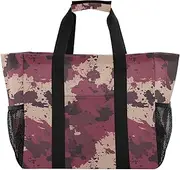 [sanluoli] Tote Bag Foldable Beach Bag Water Resistant Canvas Car Tote Bag, Camouflage Burgundy, 1 size