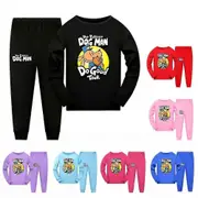 Kids Dog Man Book Day Pyjamas Set Sweatshirt Tshirt Tops Pant Pajamas Set Outfit Black 9-10Years