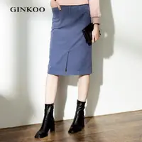 在飛比找momo購物網優惠-【GINKOO 俊克】蜜桃絨腰間調節長裙