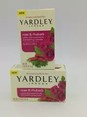 Yardley London Rose & Rhubarb Moisturizing Bath Bars Paraben Free 4.25 oz 2pack