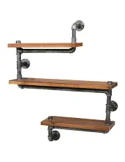 [Artiss] Floating 3 Tiers DIY Pipe Shelf in Brown