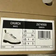 Dr. Martens CHURCH Lace Up Leather Monkey Boots 26741100 WHITE Unisex M 4 W5