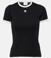 [Courreges] Courrèges Logo cotton jersey T-shirt AU 14 black