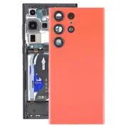 【New】 For Samsung Galaxy S23 Ultra SM-S918 Glass Battery Back Cover with Camera Lens Cover Red