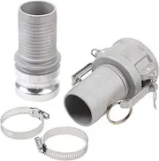 Camlock Fittings Type C&E Aluminum 2” Cam and Groove Hose Fitting Kit with 2“ Female&Male Camlock x 2” Hose Shank, Cam and Groove Hose Couplings with Hose Clamp