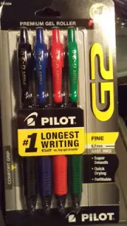 4 pack Pilot G-2 G2 Retractable Gel ROLLER Pens Fine Point 0.7mm assorted colors