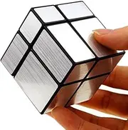 Cuberspeed 2x2 Mirror Black Body with Silver Magic Cube Mirror Silver Blocks 2x2x2 Speed Cube
