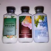 Set of 3 Bath & Body Works Body Lotion Cucumber Melon Pretty As A Peach Beautifu
