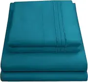 Queen Size Bed Sheets - Breathable Luxury Sheets with Full Elastic & Secure Corner Straps Built in - 1800 Supreme Collection Extra Soft Deep Pocket Bedding Set, Sheet Set, Queen, Teal