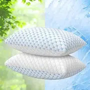 LUENOBLE Dual-Sided Cooling Memory Foam Pillow for Side Back Stomach Sleepers, Standard Size of Set of 2 with Washable Removable Cover